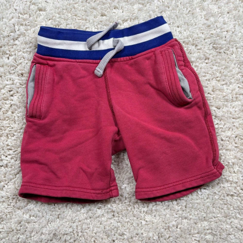 Mini Boden‎ Raspberry Red Sweat Shorts Drawstring Elastic Waist Kids 2Y